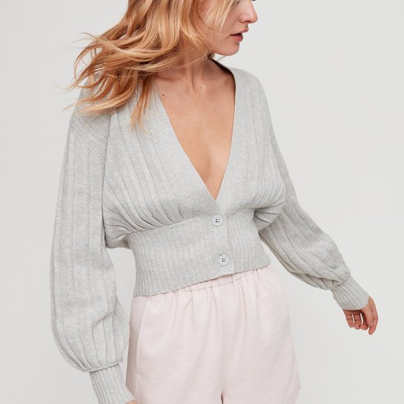 Aritzia Sweaters - Light Grey Aritzia Thais Cropped Cardigan